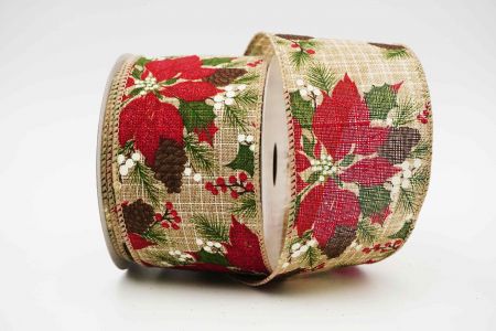 Exquisite Poinsettia Wired Ribbon_KF6828GC-13-183_Natural